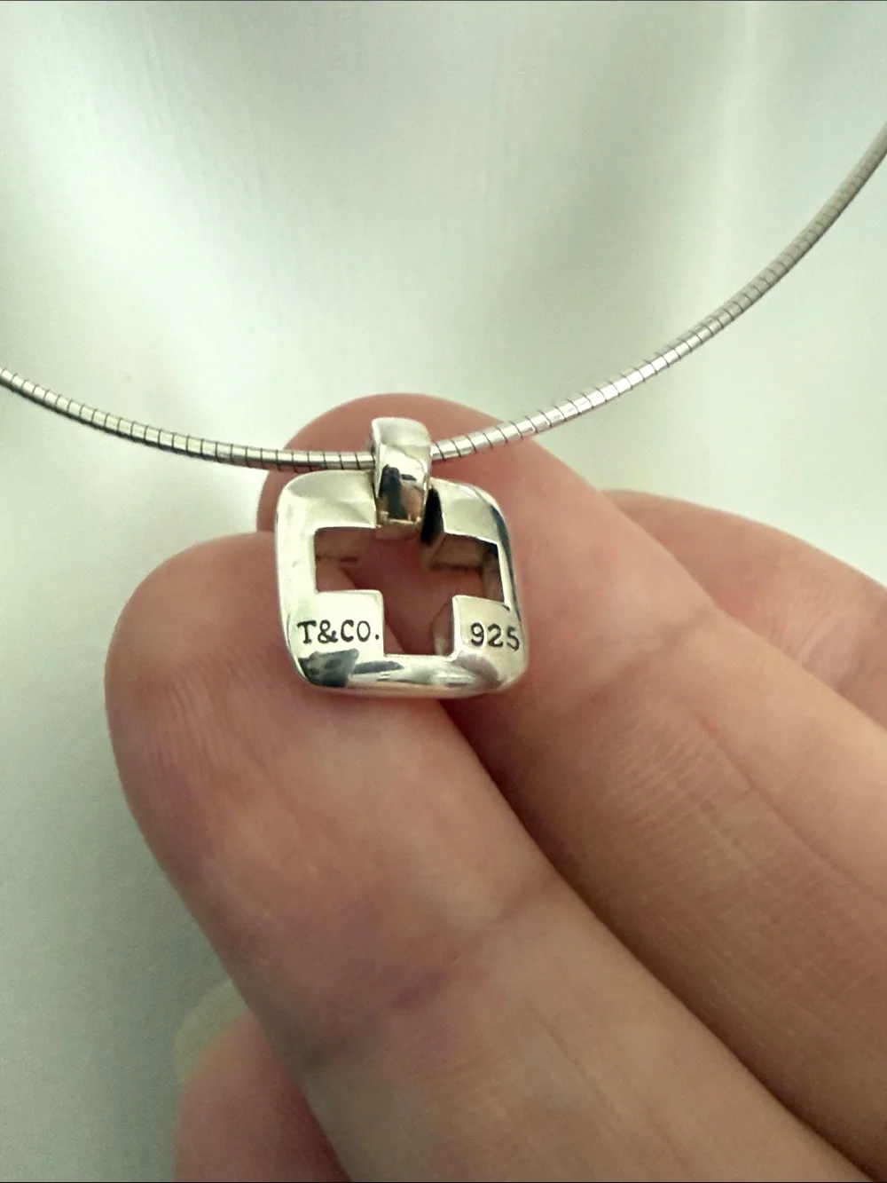 Tiffany & Co. Cross Cutout Pendant Omega Chain Necklace